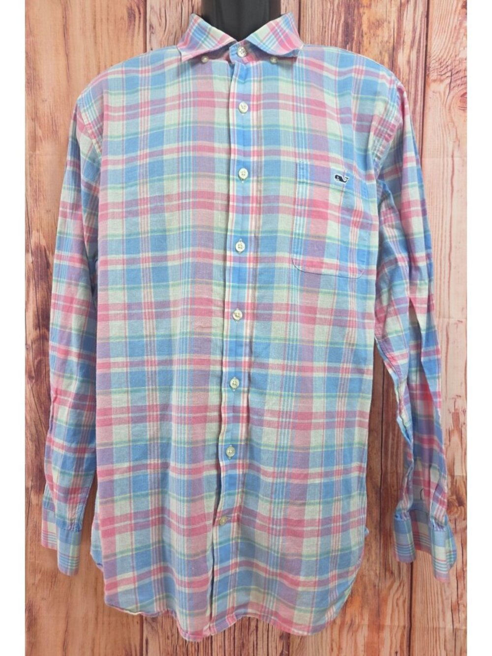 Vineyard Vines Slim Fit Tucker Shirt Large Plaid Whale Logo